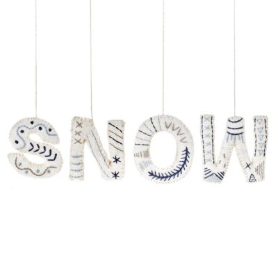 Let it Snow de fieltro hecho a mano (juego de 4) Decoraciones de letras navideñas colgantes decorativas