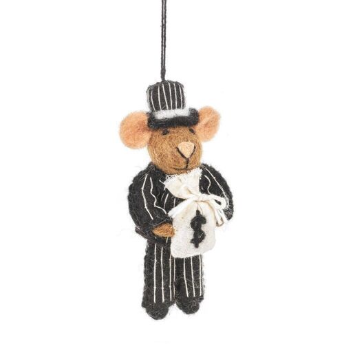 Handmade Billy "Big Cheese" Gangster Mouse Hanging Felt Decoration