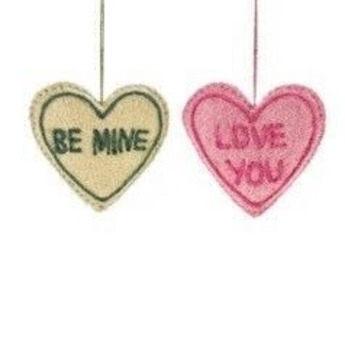 Handmade Felt Lovehearts (Set of2) Hanging Valentines Decoration