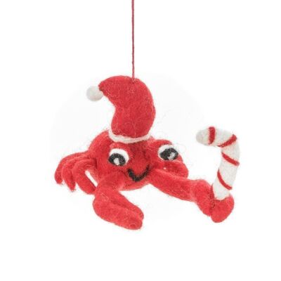 Handmade Felt Christmas Crab Hanging Decoration