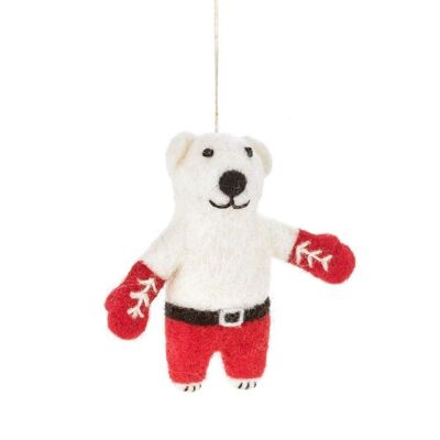 Handmade Felt Boxing Polar Bear Hanging Decoration