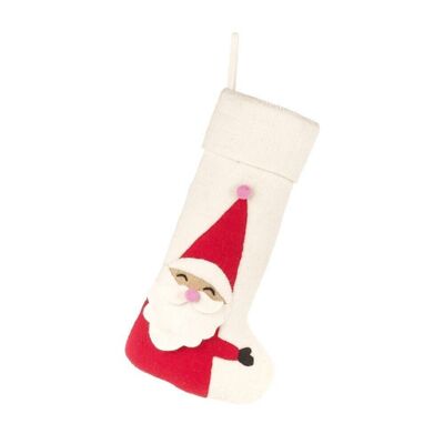 Decorazione natalizia con calza di Babbo Natale in feltro fatta a mano
