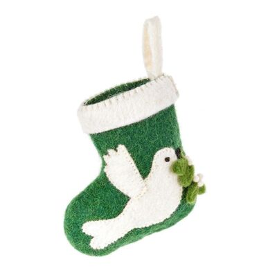 Decorazione natalizia con mini calza in feltro fatta a mano