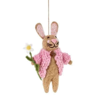 Fatto a mano in feltro Blossom the Bunny Easter Hanging Decoration
