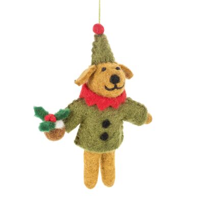 Adorno navideño colgante de fieltro Hamdmade Bernard el perro