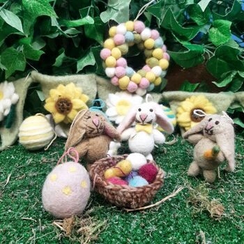 Mini lapins de Pâques en feutre fait à la main (lot de 3) décorations 10