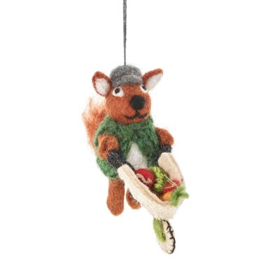 Fieltro hecho a mano Foster the Gardening Squirrel Decoración colgante