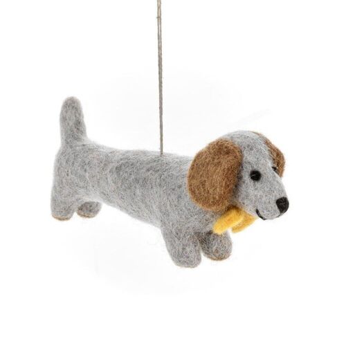 Handmade Felt Dapper Dachshund Hanging Decoration