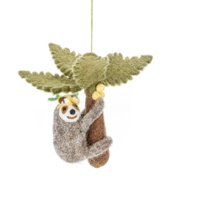 Handmade Felt Paradise Sloth Hanging Decoration