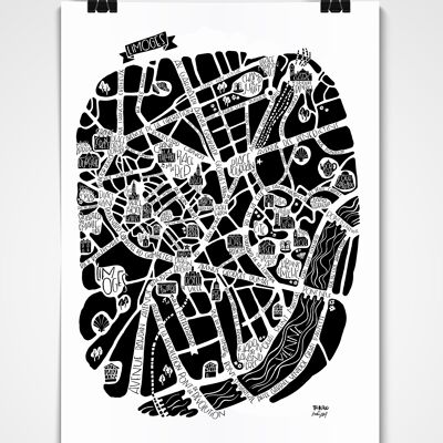 POSTER mappa della città - LIMOGES - mappa della città 30x40cm