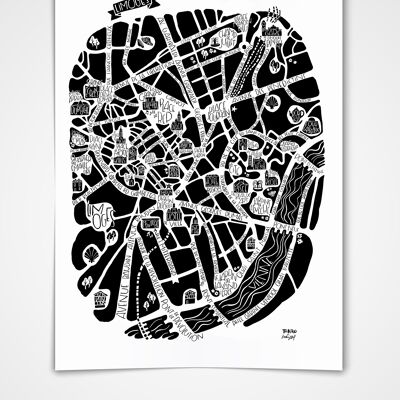PÓSTER mapa de la ciudad - LIMOGES - mapa de la ciudad 30x40cm