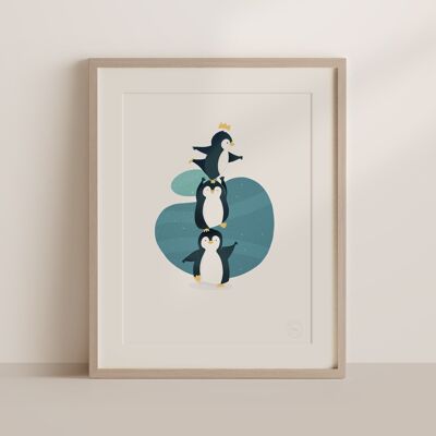 Póster bebé - Trío de Pingüinos - 30x40cm