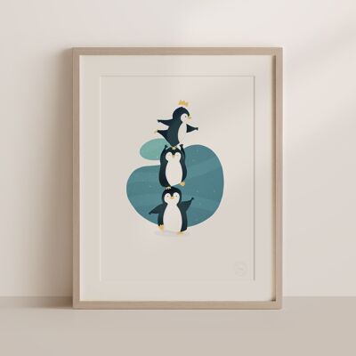 Affiche bebe - Trio de Pingouins - 30x40cm