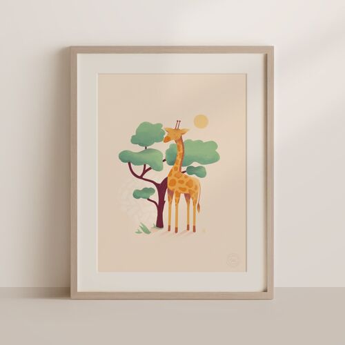Affiche savane enfant - La Girafe - 30x40cm