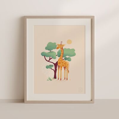 Poster della savana per bambini - La giraffa - 30x40cm