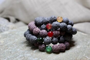 Bracelet Perles de Lave Grises