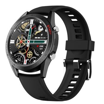 Smartwatch Elegance 2 cuir marron / bracelets silicone noir 3