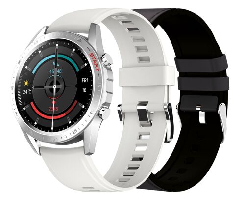 Smartwatch Elegance 2 correas piel negra/silicona blanca