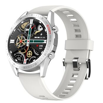 Smartwatch Elegance 2 cuir noir / bracelets silicone blanc 6