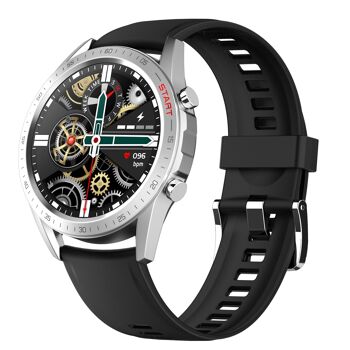 Smartwatch Elegance 2 cuir noir / bracelets silicone blanc 8