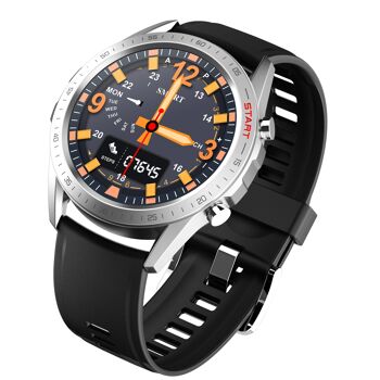 Smartwatch Elegance 2 cuir noir / bracelets silicone blanc 9