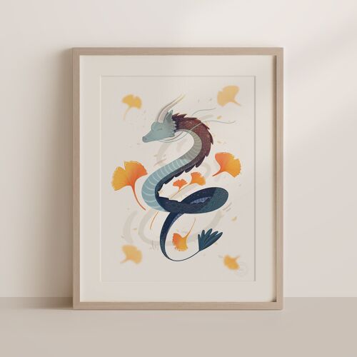 Poster enfant - Decoration enfant - Dragon Gingko - 30x40cm