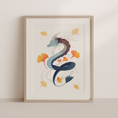 Poster enfant - Decoration enfant - Dragon Gingko - 30x40cm