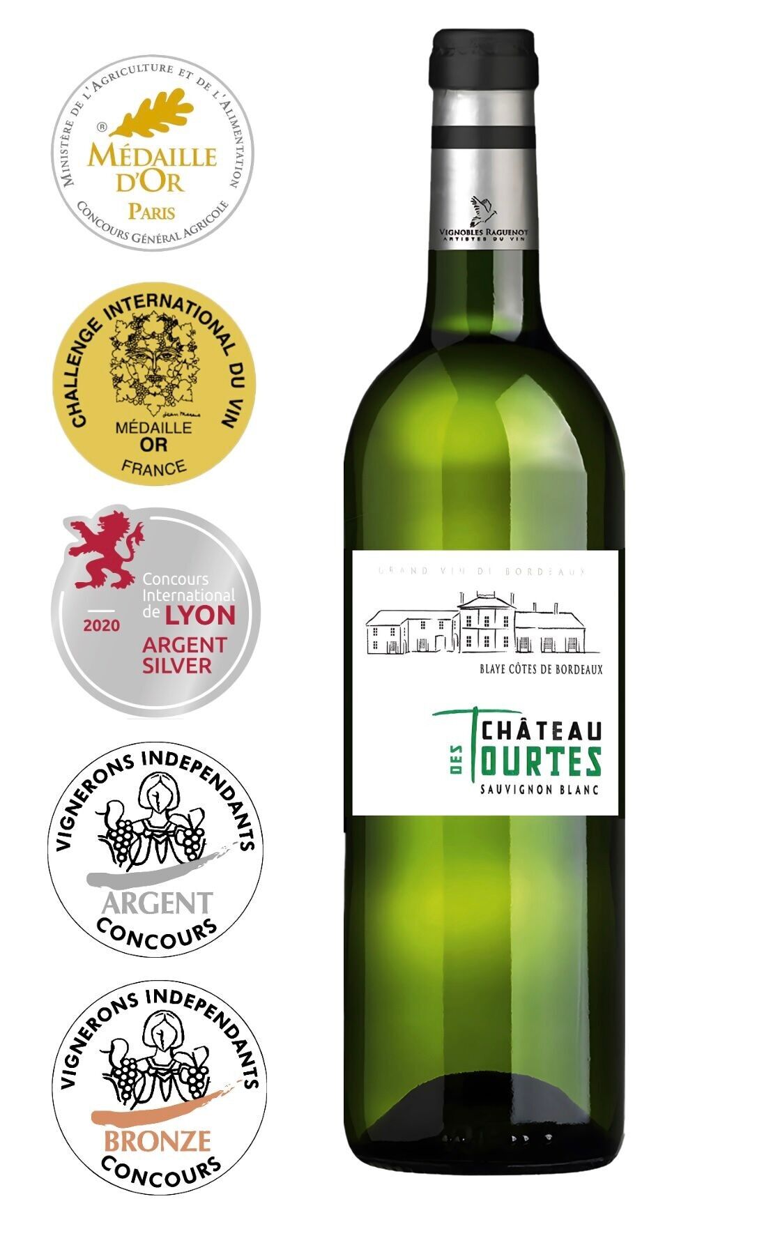 KLASSISCHES WEISSES CUVEE, Château des Tourtes, Blaye Côtes de Bordeaux, Sauvignon, Semillon, 750 ml