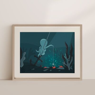 Poster enfant mer - Octopus - 30x40cm