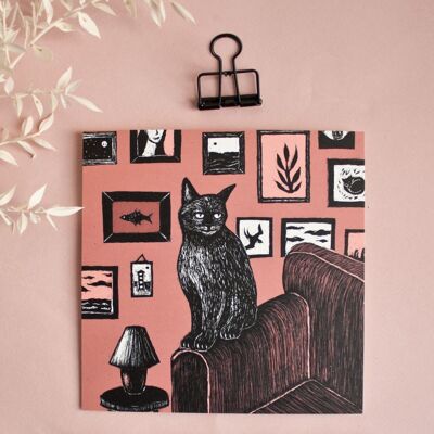 Cartolina | Gatto davanti a un muro di foto