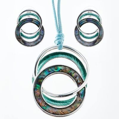 Silver-plated turquoise / paua shell set