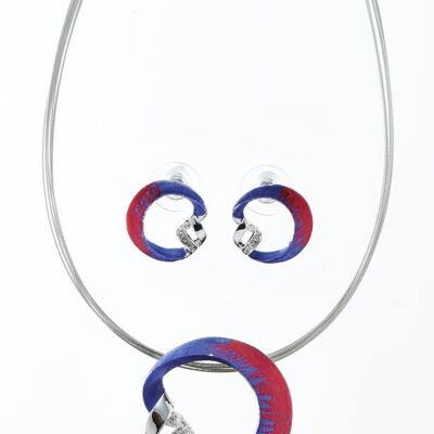 Set of rhodium-plated lavender / red