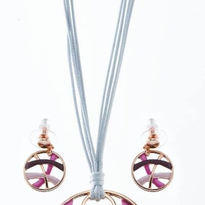 Set of rose gold plated pink / aubergine