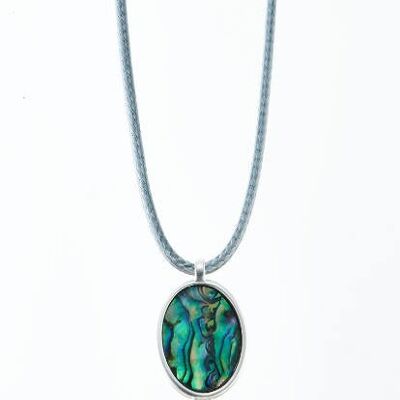 Long chain silver-plated brushed Paua Shell 90cm