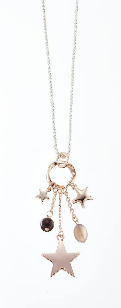 Cadena larga chapada en plata de oro rosa 75cm