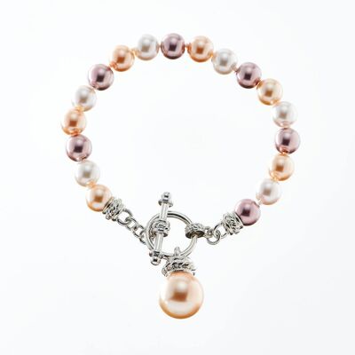 Elastic bracelet aubergine / rose pearl apricot / aubergine / rose