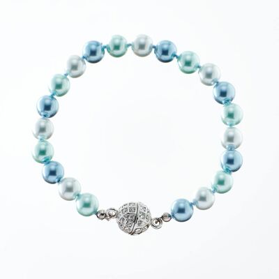 Bracelet élastique bleu clair perle bleu