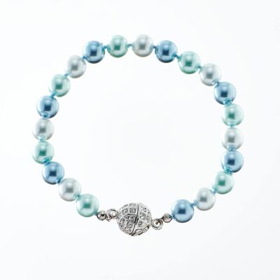 Pulsera elástica celeste azul perla