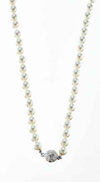 Collier perle rhodiée