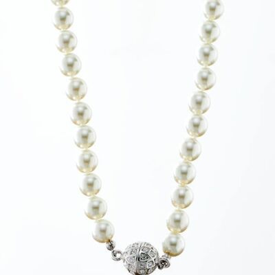 Necklace rhodium-plated pearl