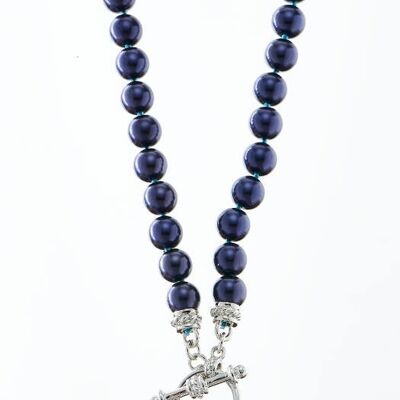 Necklace dark blue pearl dark blue