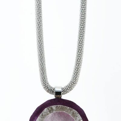 Rhodium-plated necklace, light pink