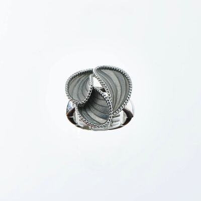 Elastic rhodium-plated ring, matt gray