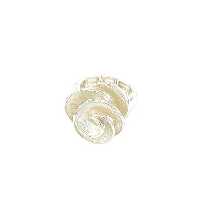 Elastic silver-plated ring, white