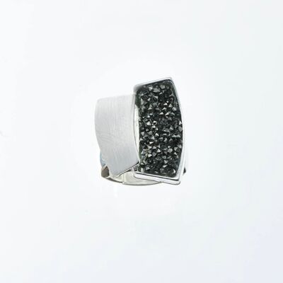 Brushed elastic silver-plated ring