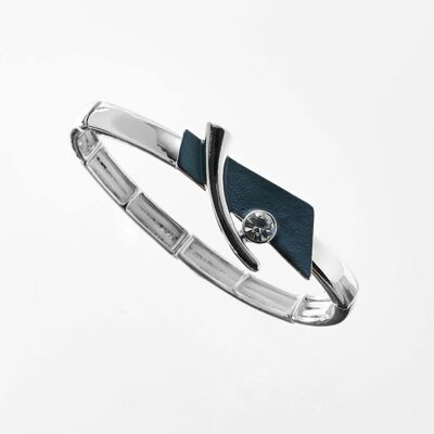 Elastic bracelet, rhodium-plated, matt gray
