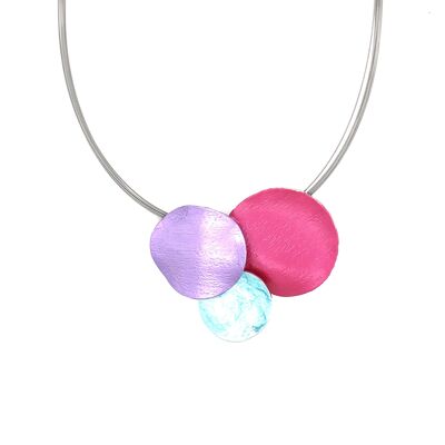 Necklace rhodium-plated pink / aqua