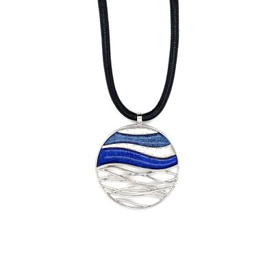 Necklace rhodium-plated gray / blue