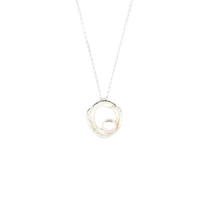 Necklace silver-plated white pearl white