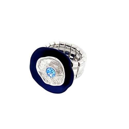Ring elastisch rhodiniert  blau